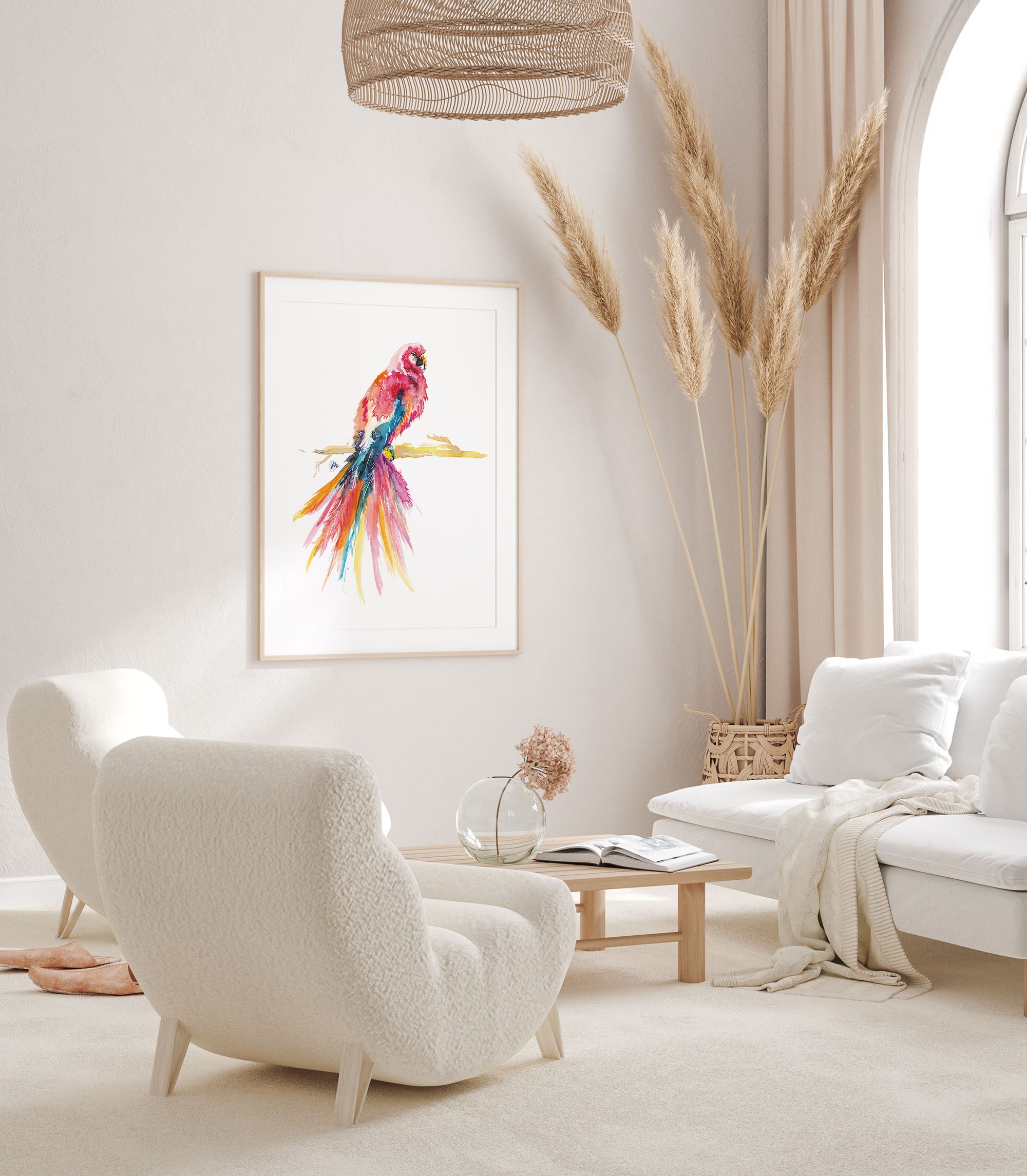 Illustration Of Red Parrot Moon St Barth Illustration