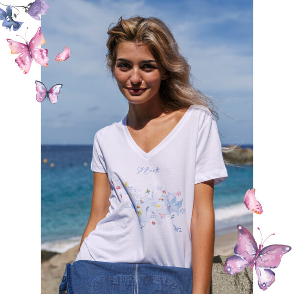 Tee-Shirt de la Carte des Quartiers - Moon St Barth - Illustration