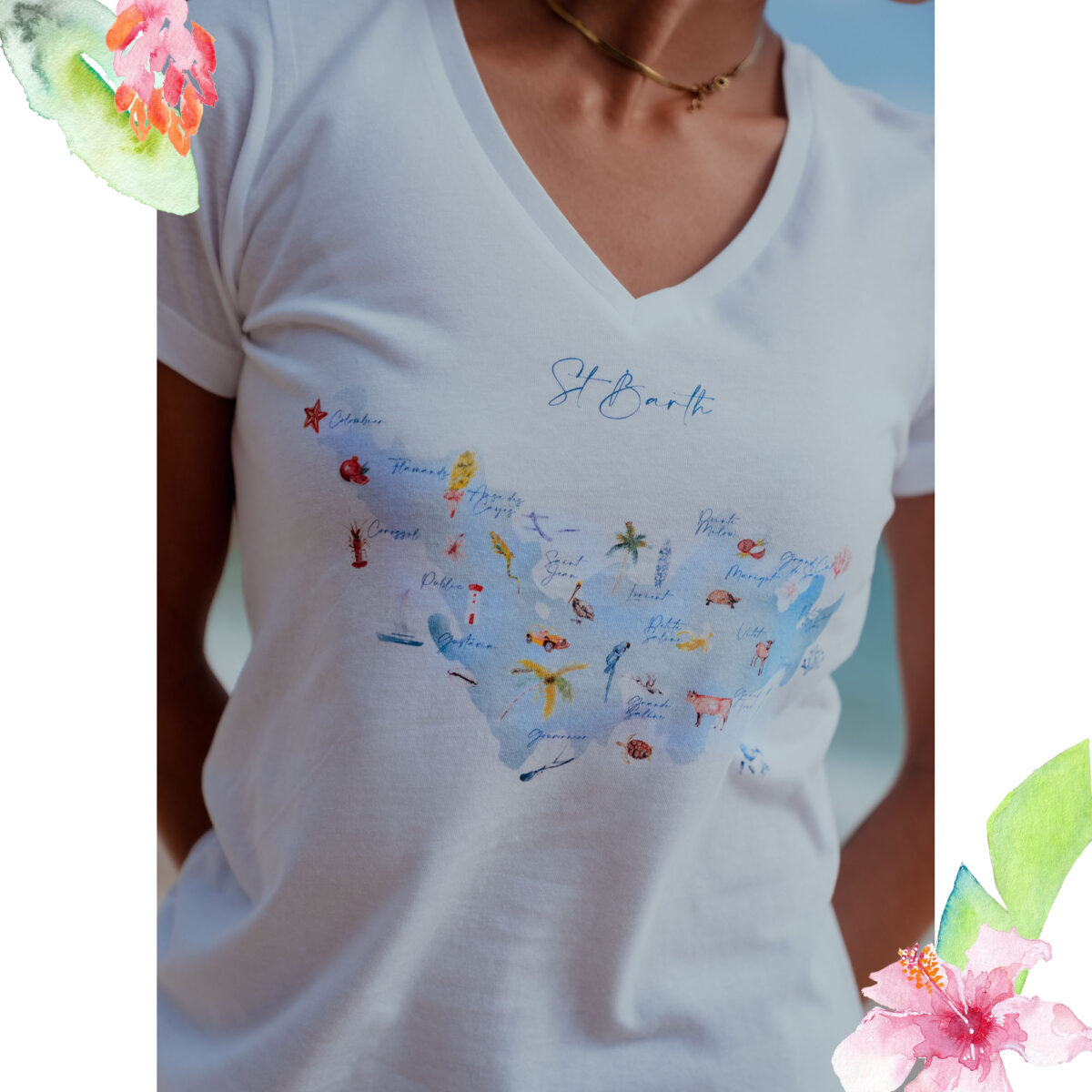 Tee-Shirt de la Carte des Quartiers Edition 2021 - Moon St Barth - Illustration