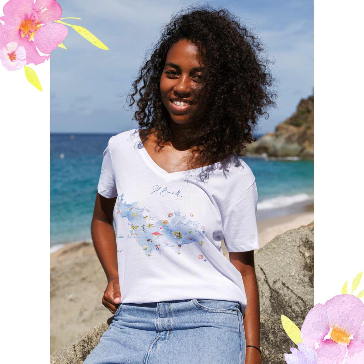 Tee-Shirt de la Carte des Quartiers Edition 2022 - Moon St Barth - Illustration