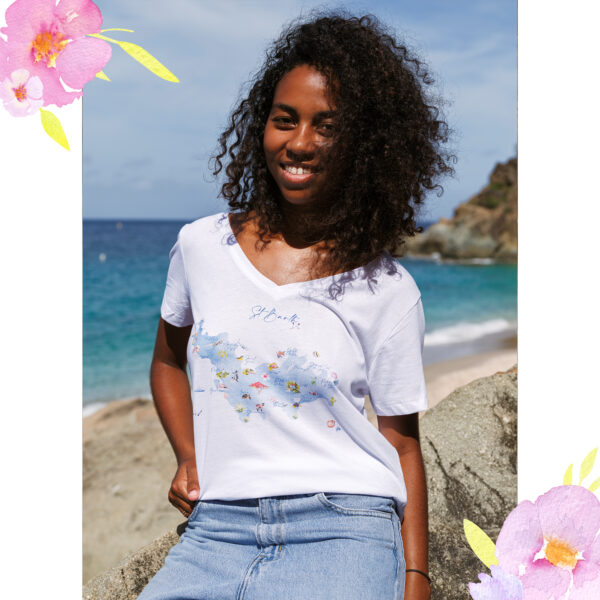 Tee-Shirt de la Carte des Quartiers Edition 2022 - Moon St Barth - Illustration