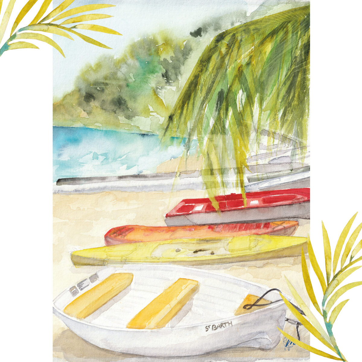 Aquarelle de Corossol à Saint-Barthélemy - MOON ST BARTH - Illustration
