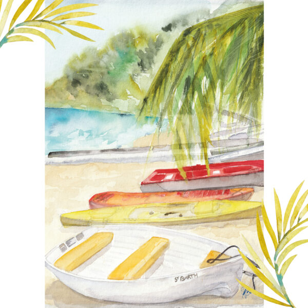 Aquarelle de Corossol à Saint-Barthélemy - MOON ST BARTH - Illustration