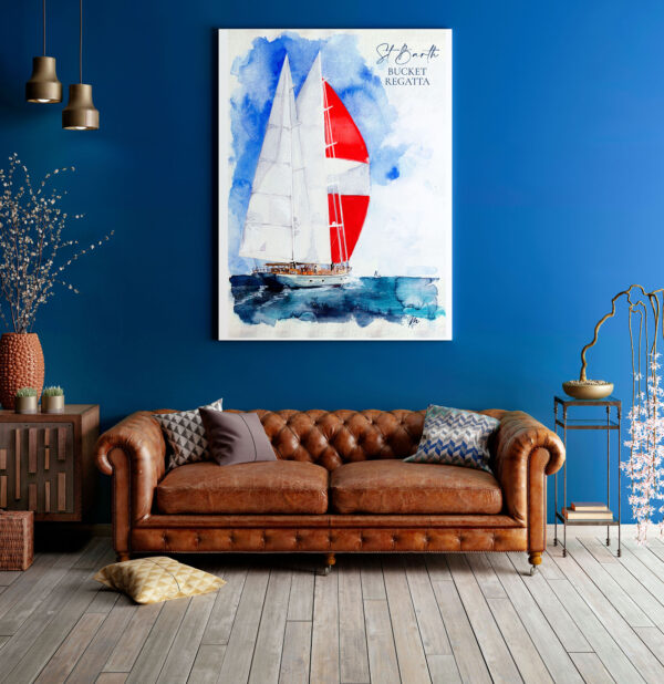 Aquarelle de la Bucket Regatta à Saint-Barthélemy - MOON ST BARTH - Illustration