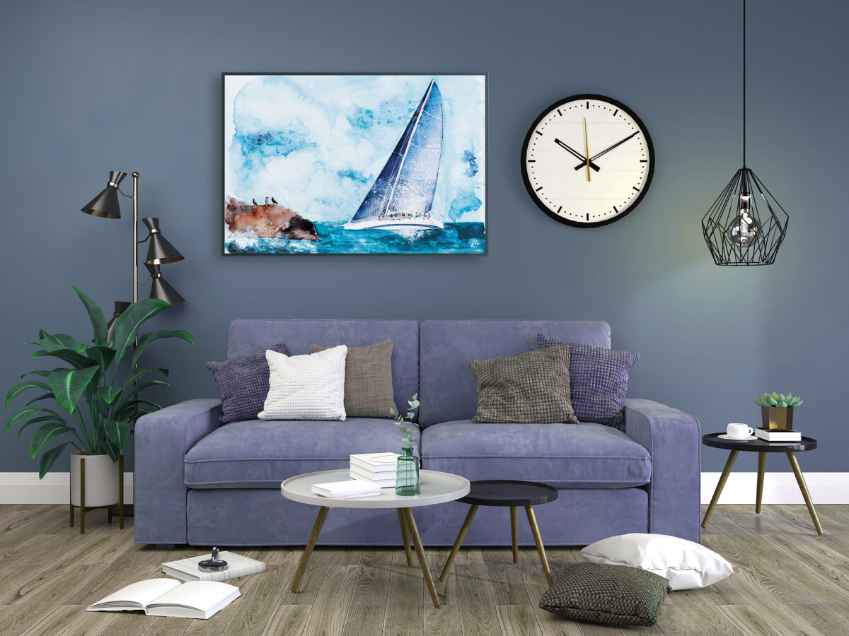Aquarelle d'une course de voiliers à Saint-Barthélemy - MOON ST BARTH - Illustration