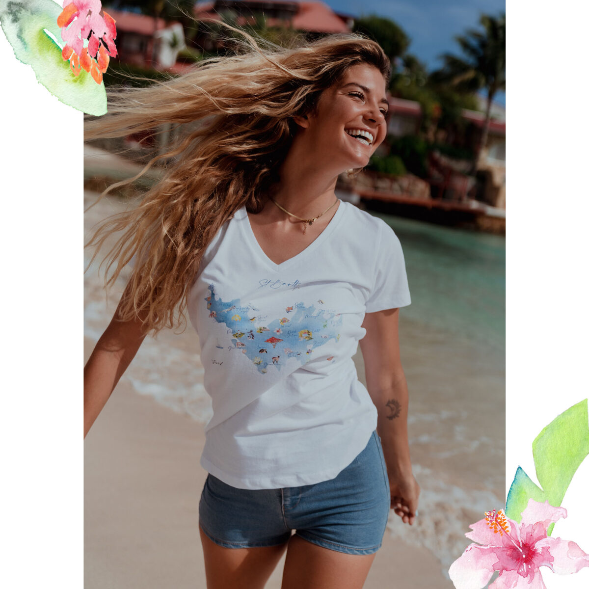 Tee-Shirt de la Carte des Quartiers Edition 2022 - Moon St Barth - Illustration