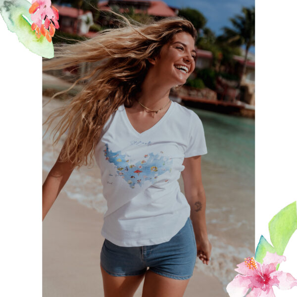 Tee-Shirt de la Carte des Quartiers Edition 2022 - Moon St Barth - Illustration