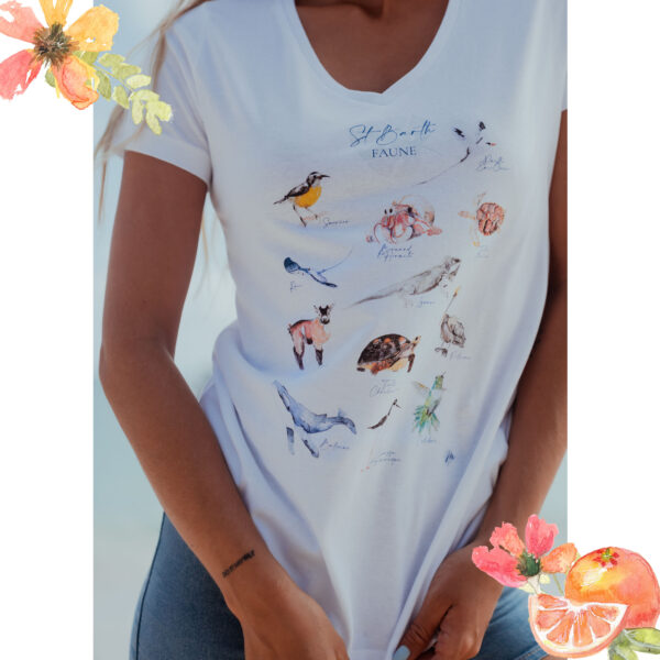 Tee-Shirt des Animaux de Saint-Barthélemy - Moon St Barth - Illustration