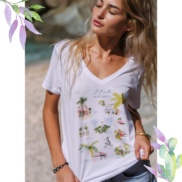 Tee-Shirt des Monuments de Saint-Barthélemy - Moon St Barth - Illustration