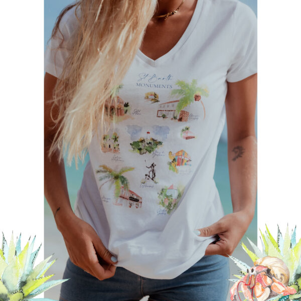 Tee-Shirt des Monuments de Saint-Barthélemy - Moon St Barth - Illustration