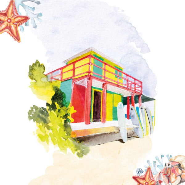 Aquarelle de Corossol à Saint-Barthélemy - MOON ST BARTH - Illustration