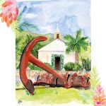 Aquarelle de l’Église Anglicane à Saint-Barthélemy - MOON ST BARTH - Illustration