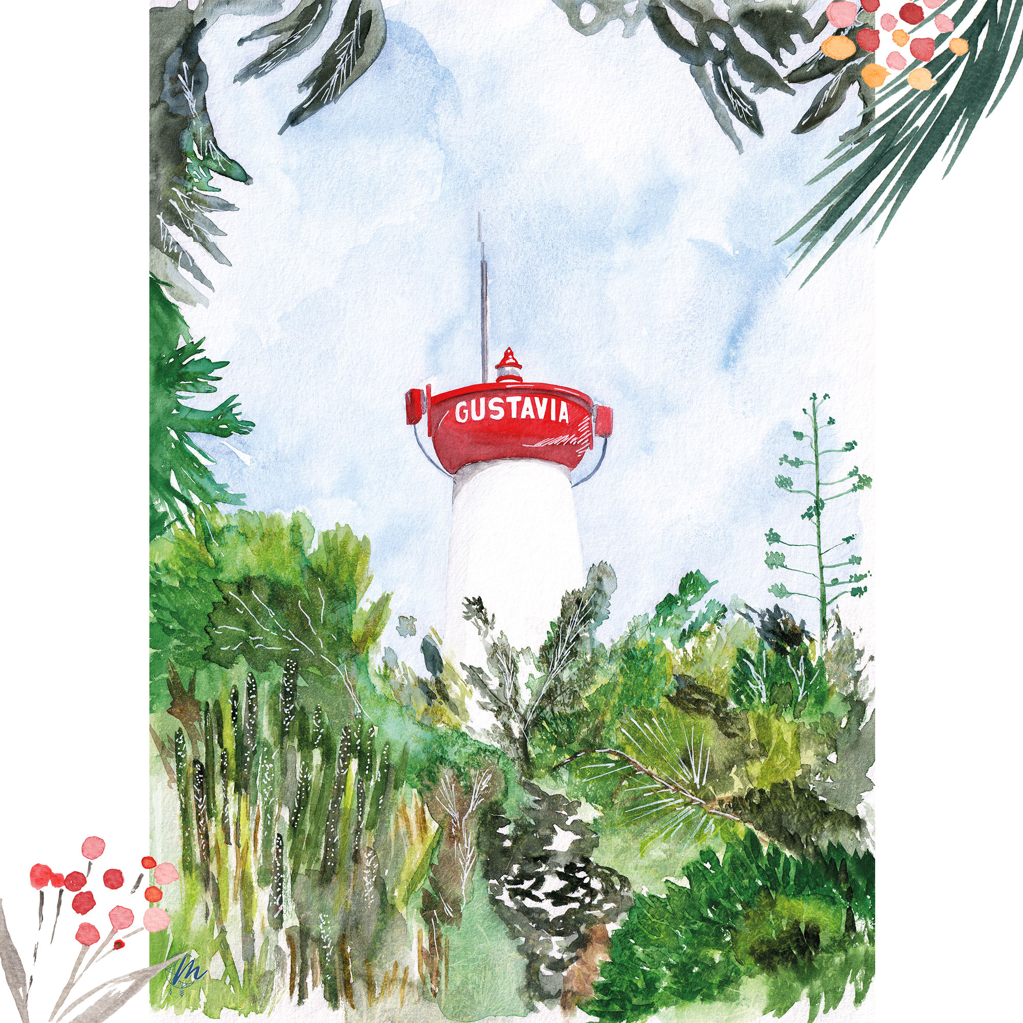 Illustration de Saint-Barthélemy : The Lighthouse - St Barth Watercolor - Moon St Barth Illustration de Saint-Barthélemy : The Lighthouse - St Barth Watercolor - Moon St Barth