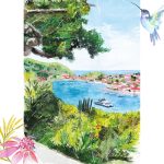 Aquarelle de Saint-Barthélemy : Gustavia - Moon St Barth - Illustration