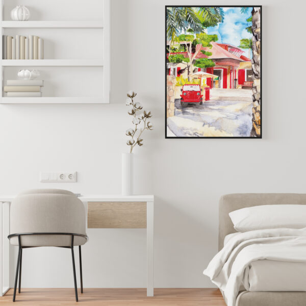 Aquarelle de l'Eden Rock x Moke à Saint-Barthélemy - MOON ST BARTH - Illustration