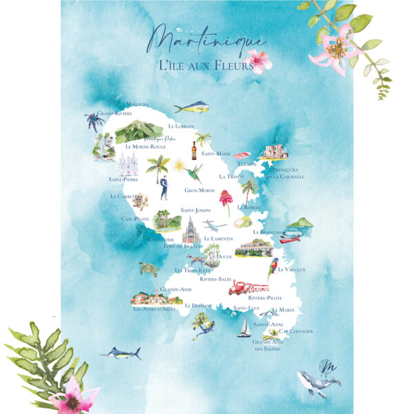 Carte illustrée de Martinique - MOON ST BARTH - Illustration