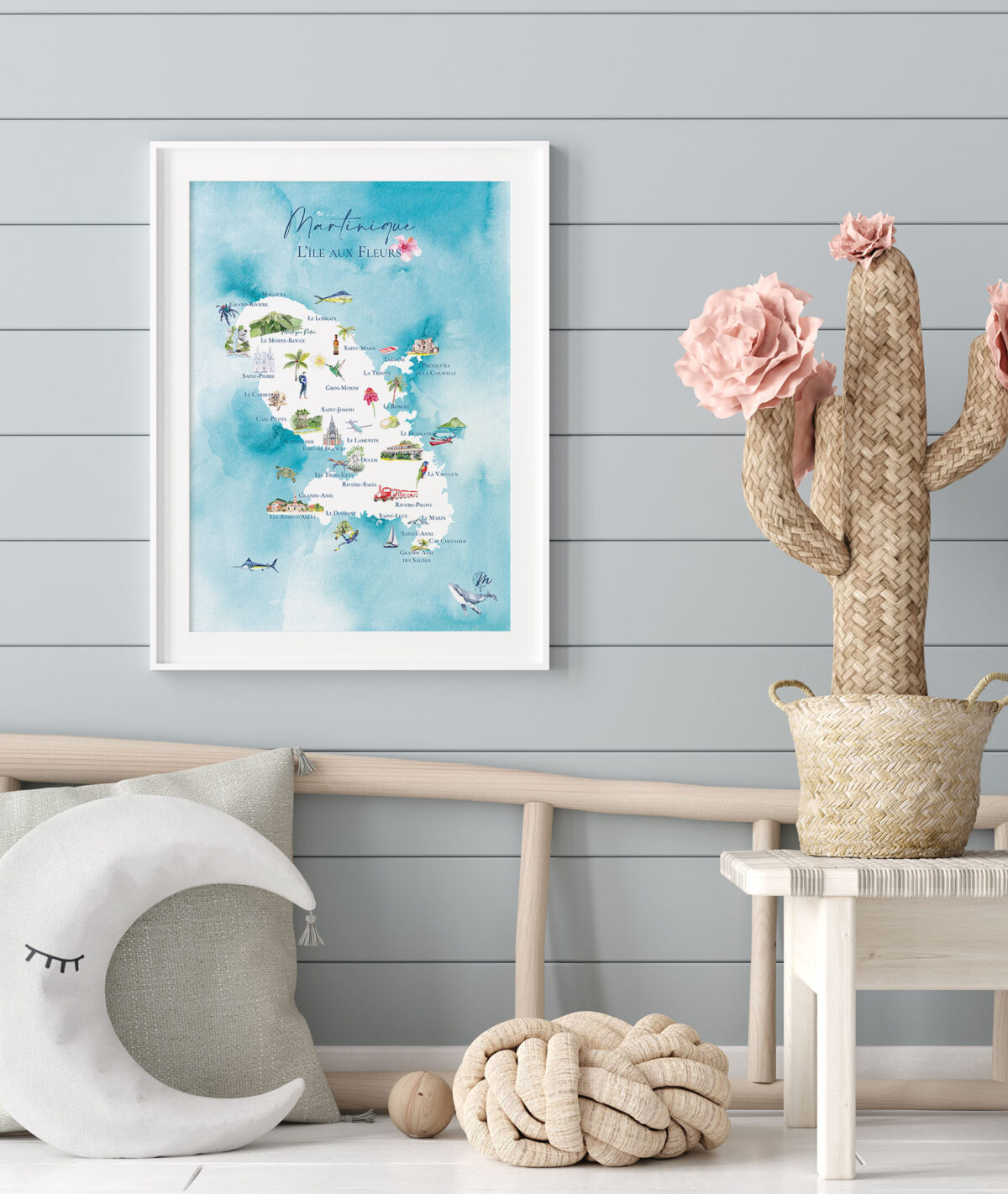 Carte illustrée de Martinique - MOON ST BARTH - Illustration