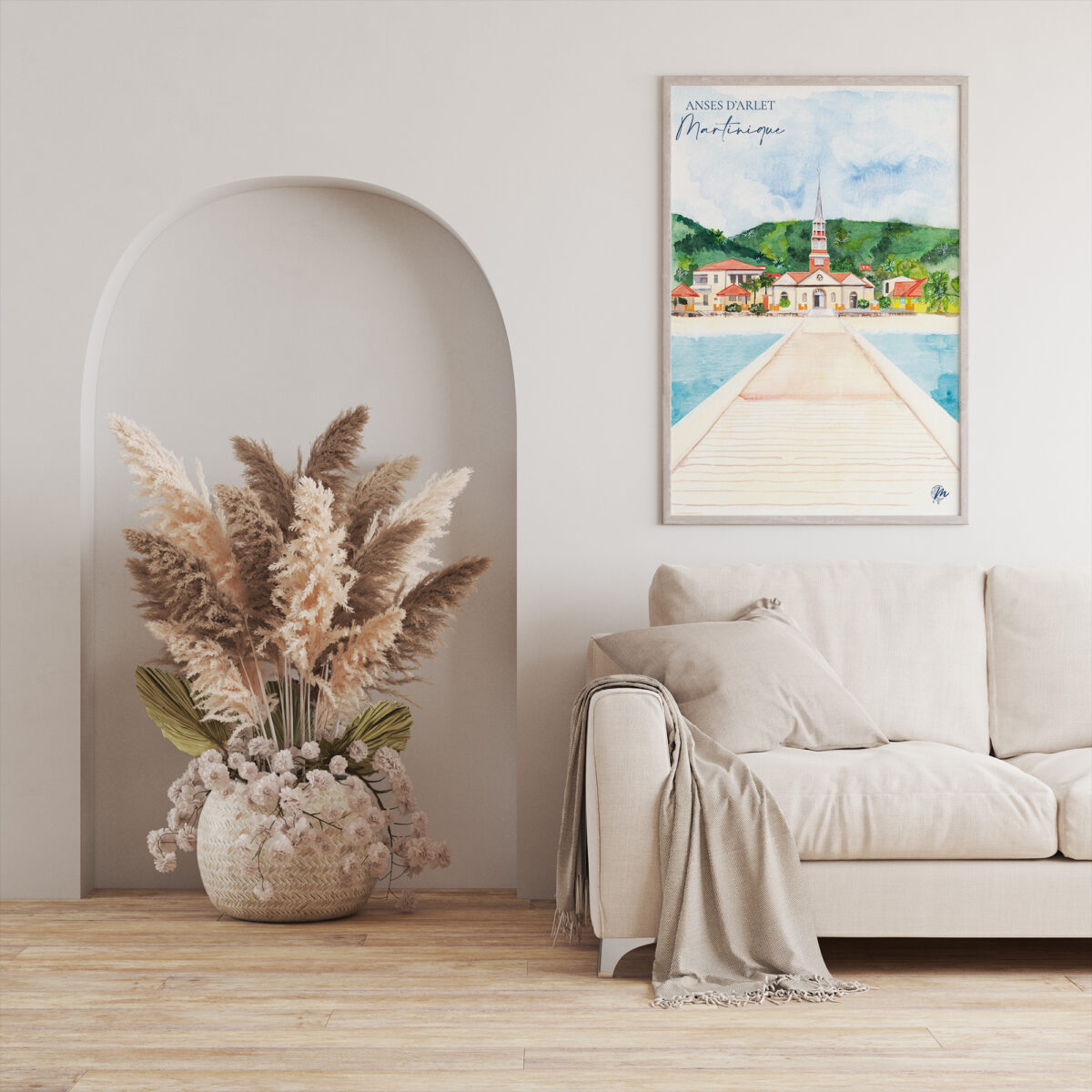 Aquarelle de Martinique : Les Anses d'Arlet - Moon St Barth - Illustration