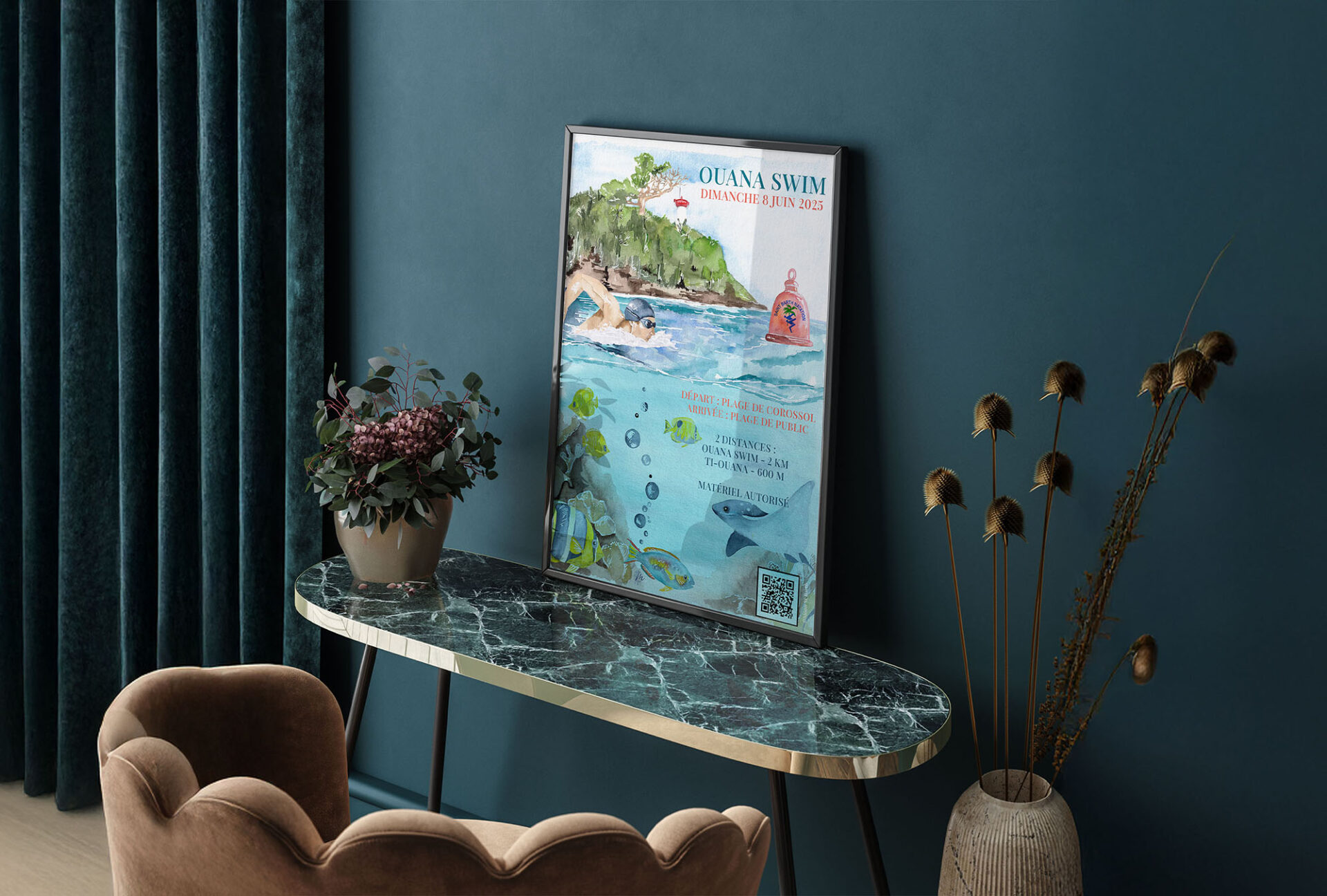 Communication - Affiche pour la course Ouana Swim St Barth - Moon St Barth