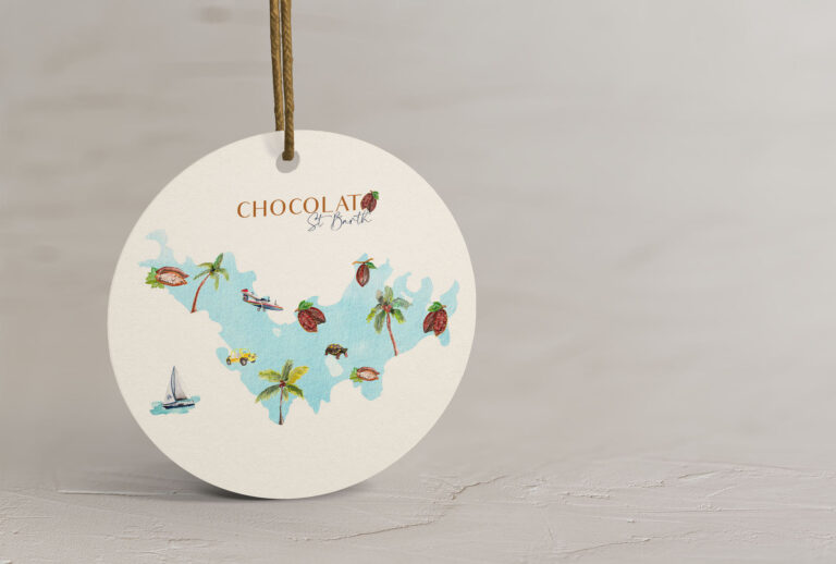 Logo illustré à la main - Chocolat St Barth - Moon St Barth