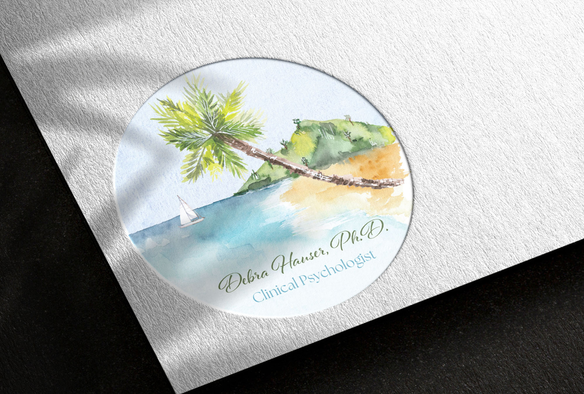 Logo illustré à la main - Debra Hauser - Moon St Barth