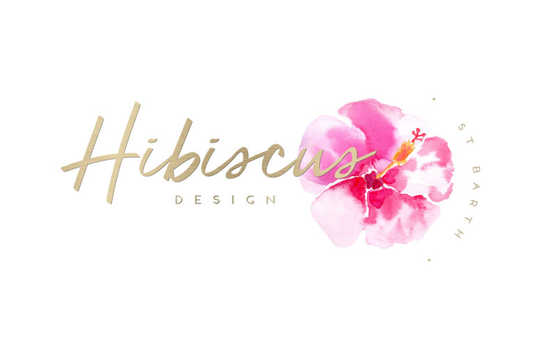 Logo illustré à la main - Hibiscus Design - Moon St Barth