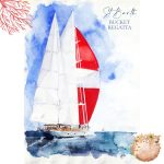 Aquarelle de la Bucket Regatta à Saint-Barthélemy - MOON ST BARTH - Illustration