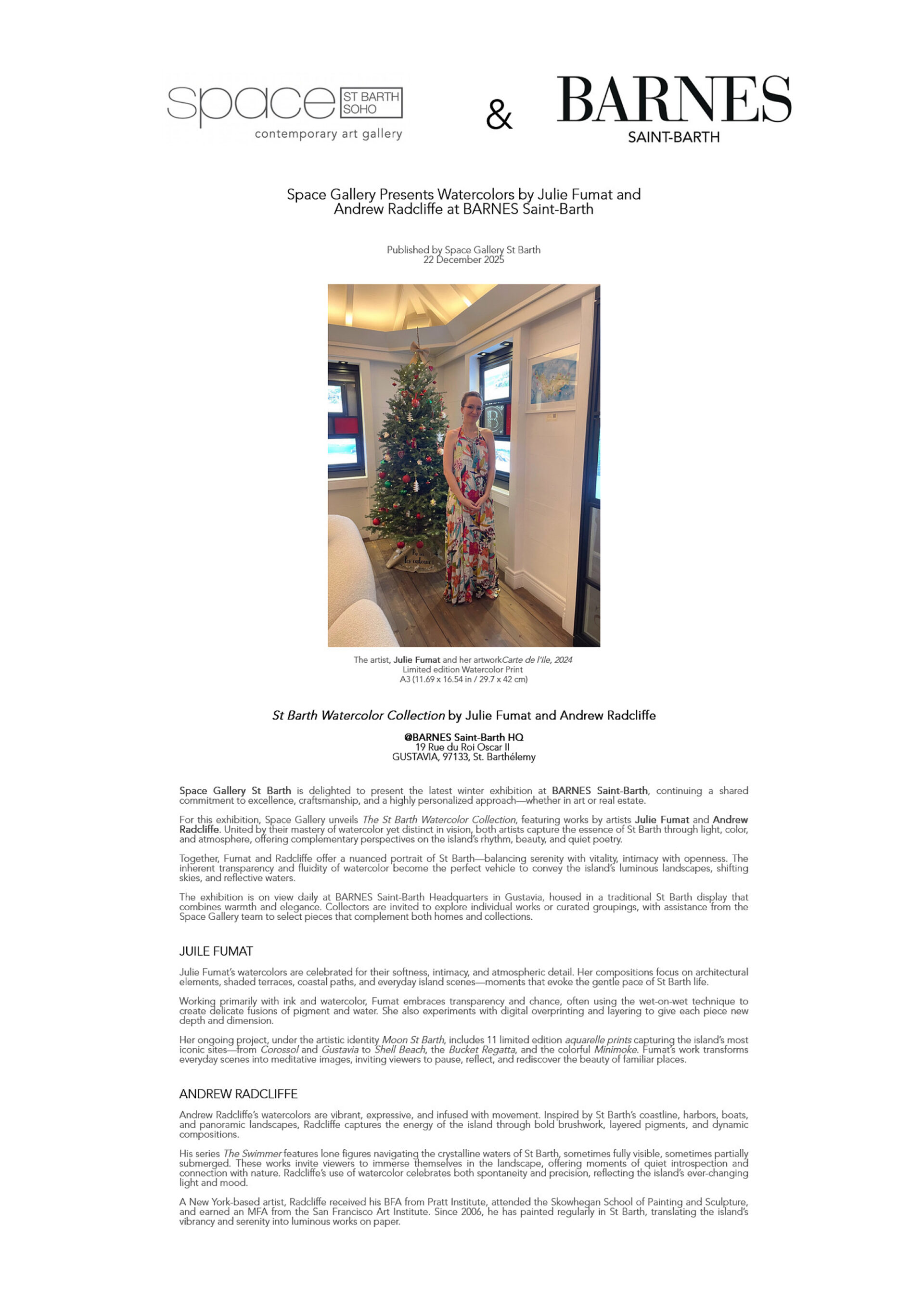 Space Gallery Presents Watercolors by Julie Fumat - Moon St Barth