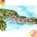 Aquarelle de Saint-Barthélemy : Port de Gustavia - Moon St Barth - Illustration