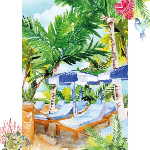 Illustration de Saint-Barthélemy : Aquarelle du Gyp Sea Beach Club - Moon St Barth