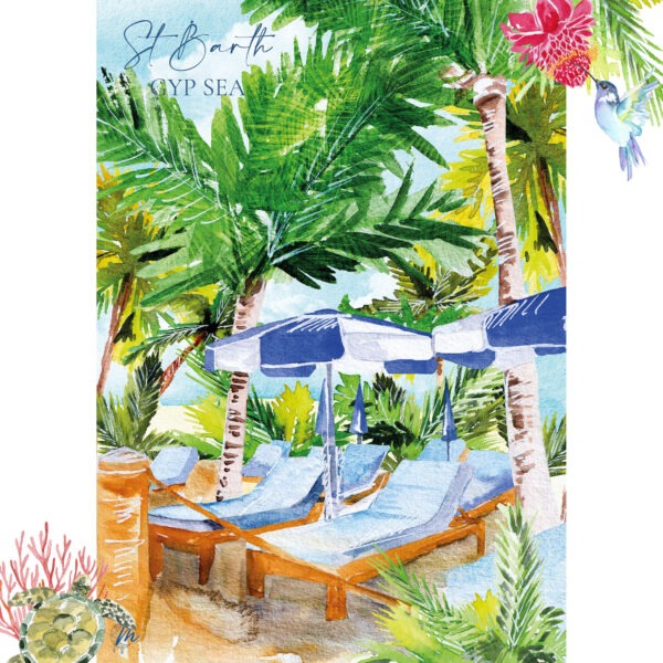 Illustration de Saint-Barthélemy : Aquarelle du Gyp Sea Beach Club - Moon St Barth