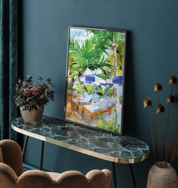 Illustration de Saint-Barthélemy : Aquarelle du Gyp Sea Beach Club - Moon St Barth