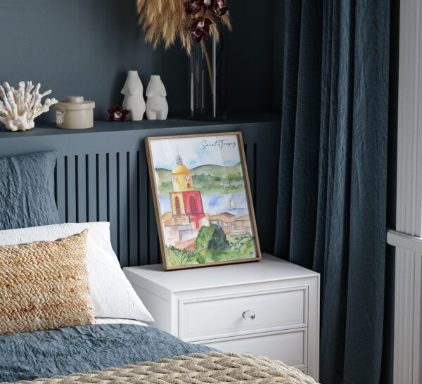 Illustration de Saint-Tropez : Aquarelle de la Côte d'Azur - Moon St Barth