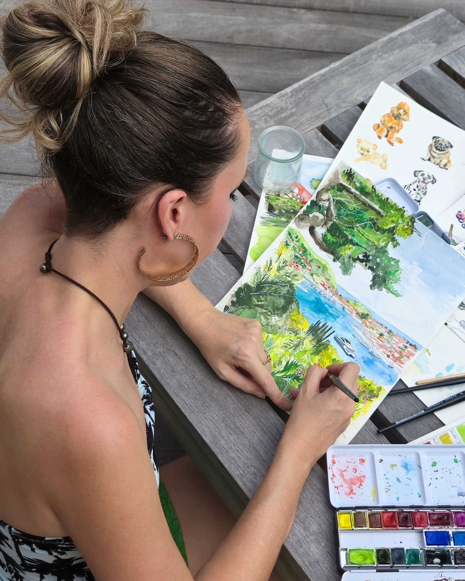 Moon St Barth - Artiste peintre française, aquarelliste sur Saint-Barthélemy