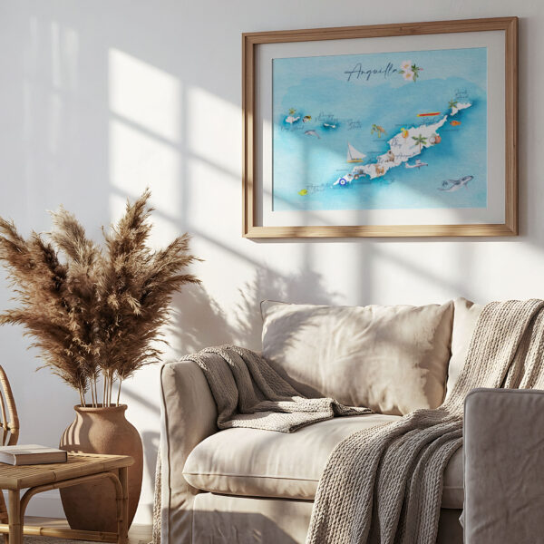 Carte illustrée d'Anguilla - MOON ST BARTH - Illustration