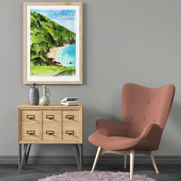 Illustration de Saint-Barthélemy : Aquarelle de Colombier - Moon St Barth