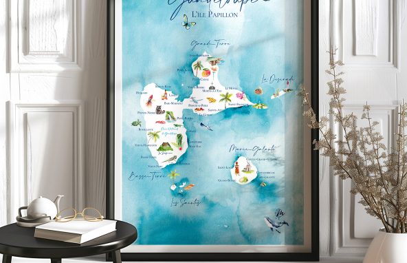 Carte illustrée de Guadeloupe - MOON ST BARTH - Illustration