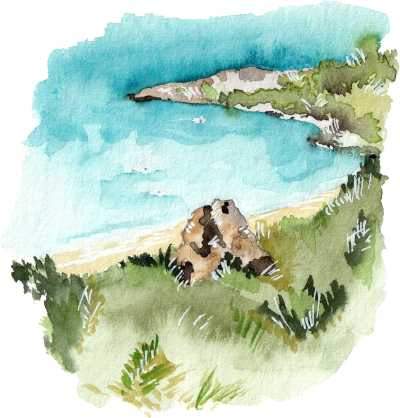 Illustration - Aquarelle France - Moon St Barth