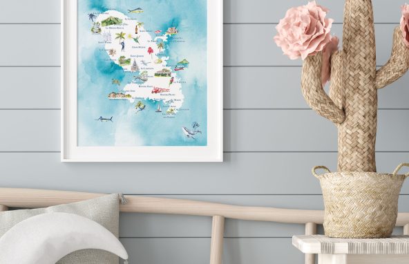 Carte illustrée de Martinique - MOON ST BARTH - Illustration